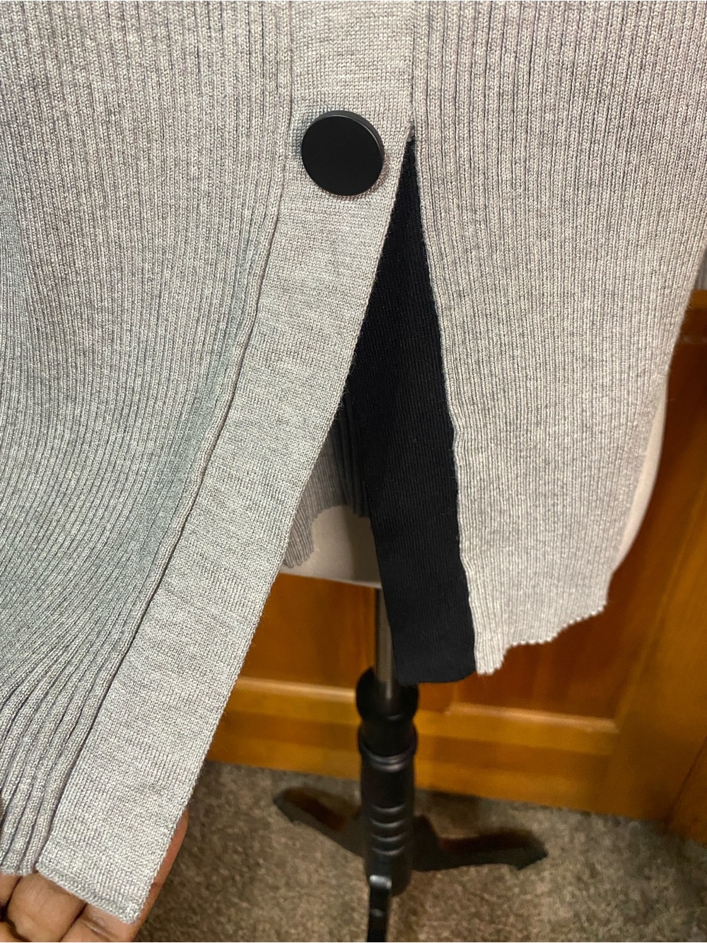 DKNY Ribbed Sweater Button-Front Maxi Dress - Picture 6 of 6